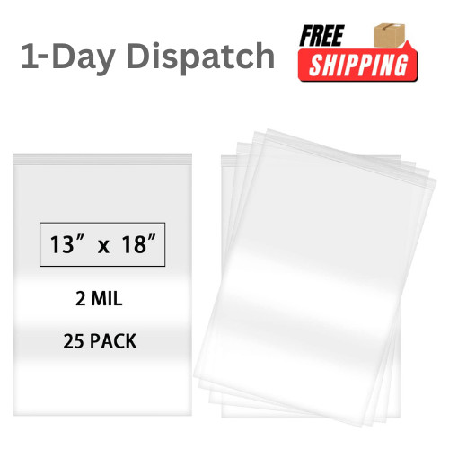 25 Pcs 13×18 Resealable 2 Gallon Zip Lock Bags Large Plastic Storage