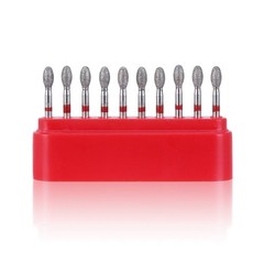 10Pcs AZDENT Dental Carbide Burs FG557Cross Cut Cylinder Fissure for Handpiece