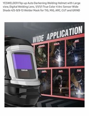 Yes Welder True Color Flip Up Design Auto Darken Welding Helmet/MaskDigital lens
