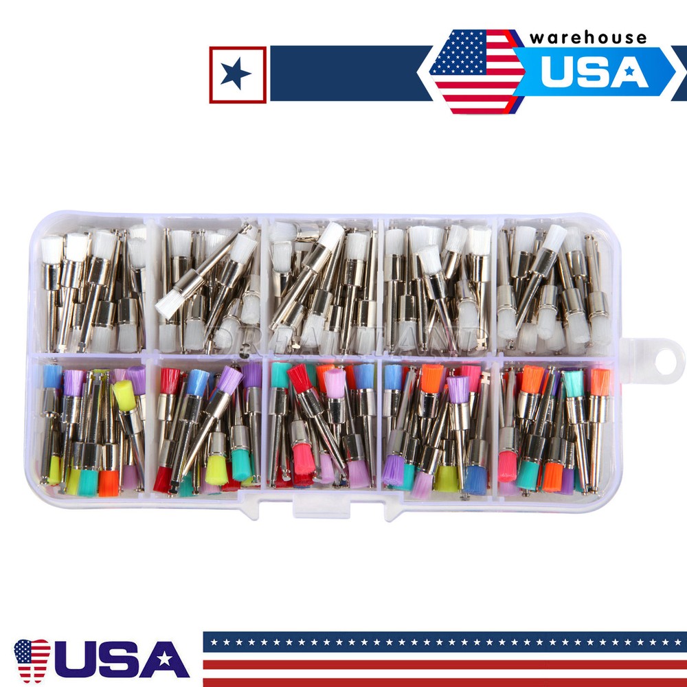 200Pcs Dental Nylon Materials Closure Flat Polishing Prophylaxis Brushes