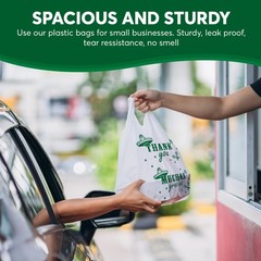 Bilingual Shopping Bags – Thank You/Muchas Gracias, White Plastic with Handle…