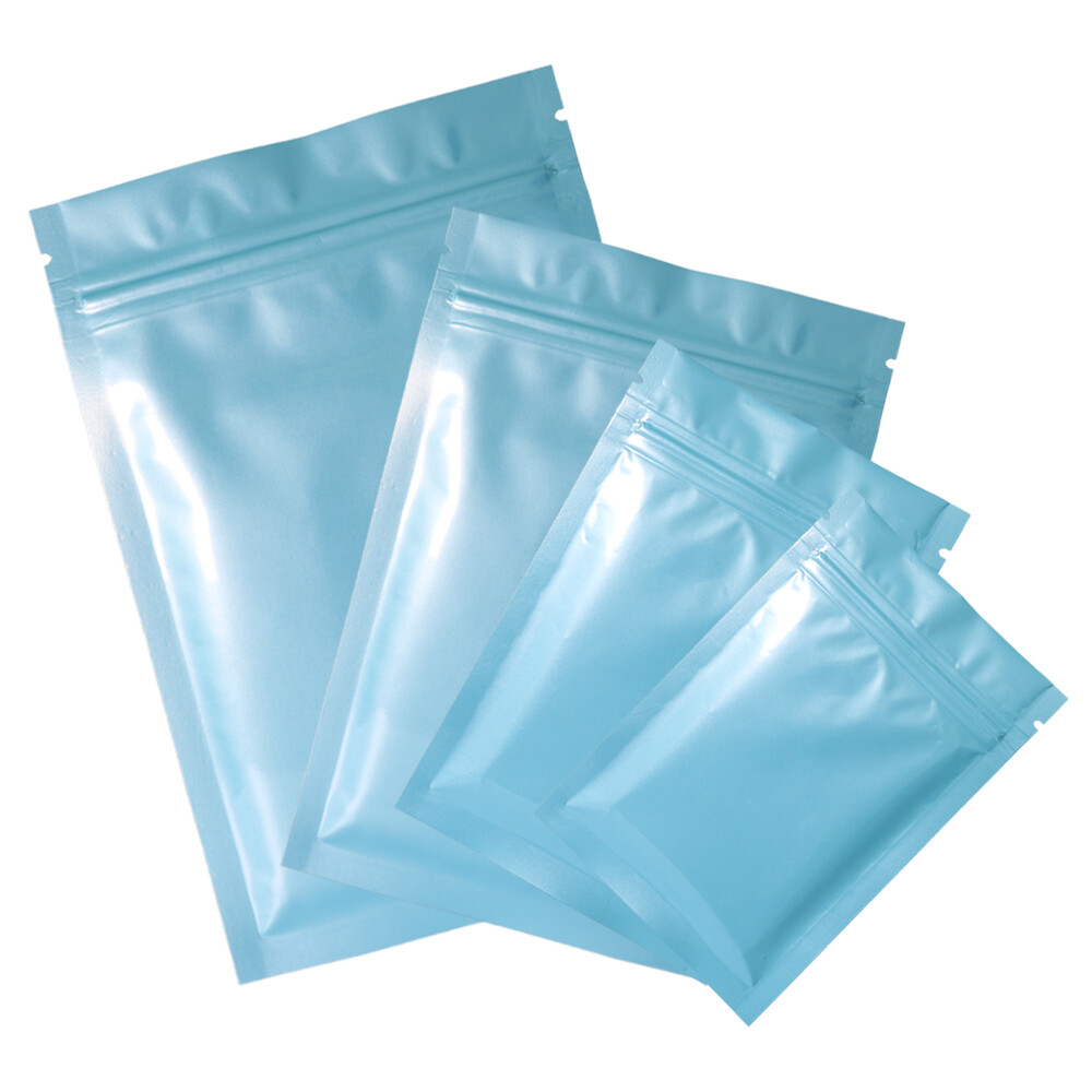 QQ Studio Blue Water Resistant QuickQlick™ Flat Beauty Bags with Glossy Finish