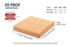 7-inch 45 RPM Record Mailers (NOT for 12-inch LPs), 7.5 x 7.5 x 1 Inch Easy-F…