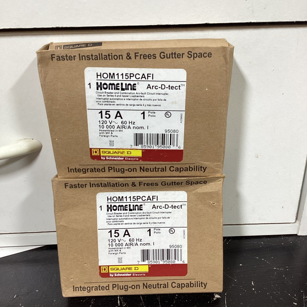 Square D Homeline Arc-D-Tect Breakers 15A HOM115PCAFI (set of 2) NEW