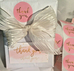 150 pcs Thank You Business Cards 3.5×2″, Thank You Stickers, Pink Gold