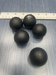 Lot of 5 x 1.38″ Ball Knob 1/2-13 Steel Zinc Locking Nut Textured Handle
