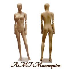 HeavyDuty Plastic Realistic Fullbody Female Mannequin (2 Heads, Flexiable arms)U