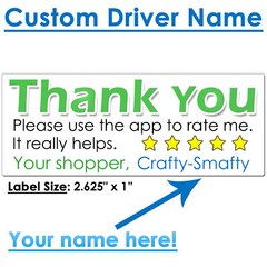 for Uber Eats Driver Thank You Stickers Please Rate Increase Tips CUSTOM NAME