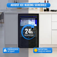 14 In. 100 Lbs./24H Built-In or Freestanding Half Size Cubes Ice Maker with 30 L