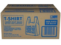 New T-Shirt Carry-Out Bags – 11.5″ x 6.5″ x 22″ (1,000 ct.) (FREE SHIPPING)