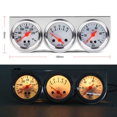 3 in1 52mm 2″ Chrome Car Triple Gauge Set Kit Water Temp Oil Pressure Volt Meter