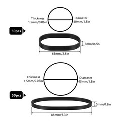 HeavyDuty Rubber Bands Black 2 Sizes 100 Pcs for Outdoor Survival