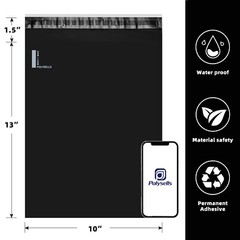 100 10×13 Poly Mailers Envelopes Self Sealing Shipping Mailers Black POLYSELLS®