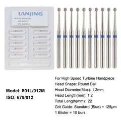 Dental Round Diamond Bur Long Surgical Diamond Bur FG High Speed Coarse Fine 801