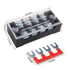 5 sets 600V 15A Dual Row 8 Position Screws Terminal Electric Barrier Strip Block
