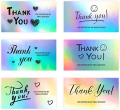 240Pcs Thank You Cards for Small Business, 6 Unique Styles of Holographic Gratit