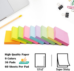 36 Pack Sticky Notes 1.5X2 in Post, 2160 Sheets Post Small Self Sticky Notes Pad