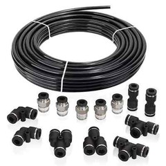 Air Line Tubing Kit 1/4” OD 50ft Nylon Hose 1/4” NPT Push to Connect Fittings