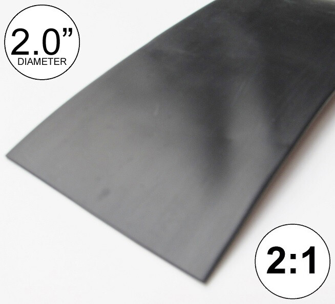 2″ ID Black Heat Shrink Tube 2:1 ratio 2.0″ wrap (2×24″= 4 feet) inch/ft/to 50mm