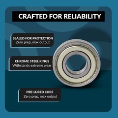 (2) 6201-ZZ Premium Metal Shield Ball Bearing C3 EMQ, 12x32x10, 6201 ZZ 6201z