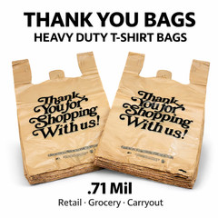 Heavy Duty 1/6 T-Shirt Carryout Bags 21×6.5×11.5 .71 Mil Grocery Shopping