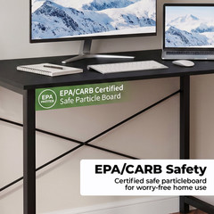 Modern Simple Black Office Desk For Home Bedroom Apartment Workstation