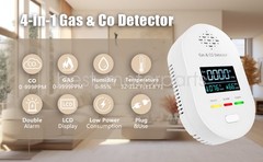Portable 4-in-1 CO Detector with Smoke & Natural Gas, Plug-in Safety Alarm