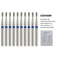 Dental 330 Diamond Bur Pear 830/008 830/010 Medium Coarse Grit High Speed FG