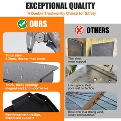 4PACK 8×8 Post Base Bracket for Pergola, Black Powder Coated Steel with Standoff