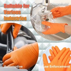 8 Mil Heavy-Duty Orange Nitrile Gloves | Diamond Grip, Latex-Free (3-Pack)