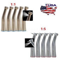 1-5*Dental 1:1 /1:5 LED Fiber Optic Contra Angle Handpiece Fit Electric Motor OR