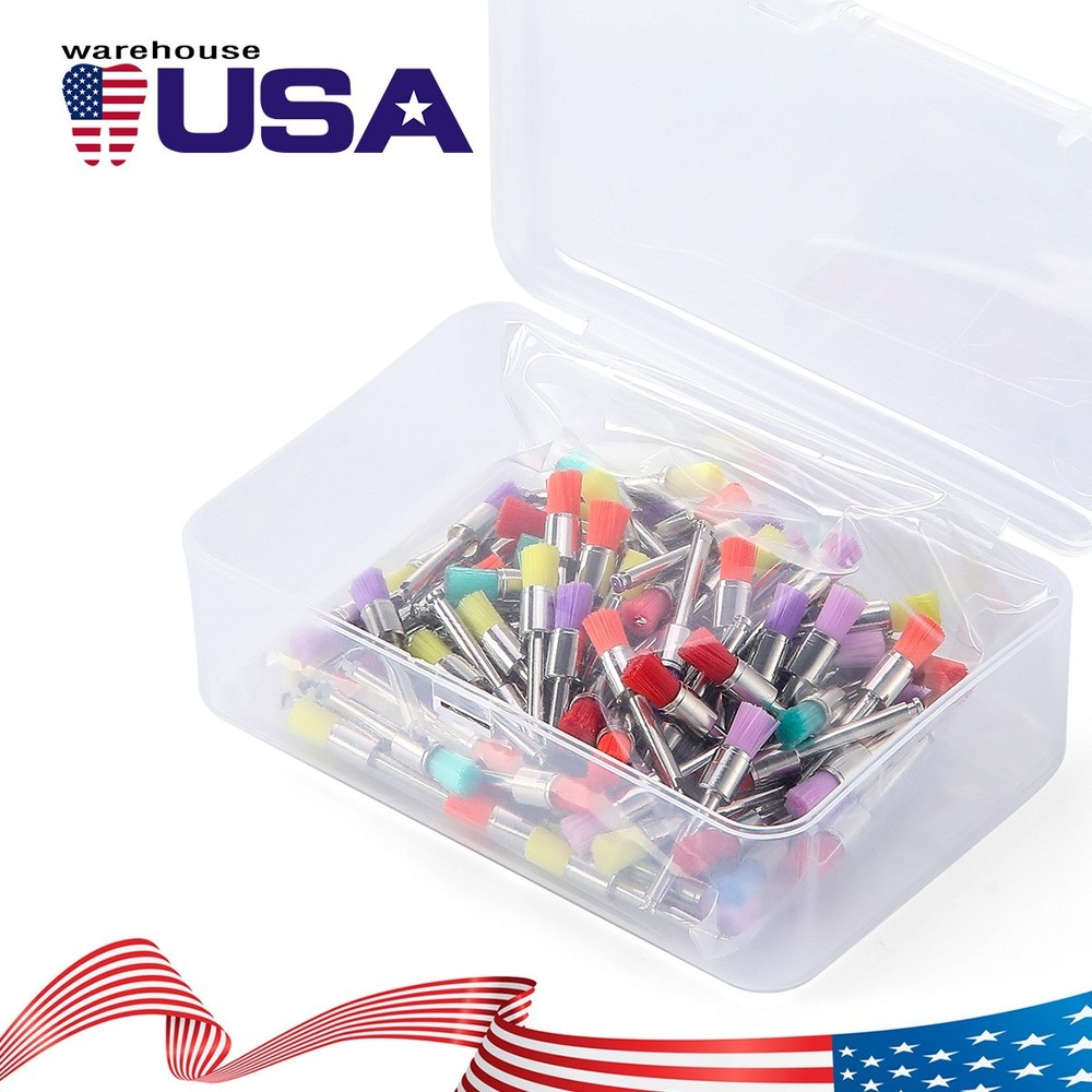 100pcs/kit Dental White & Colorful Prophy Polishing Brush Nylon Flat Latch Type