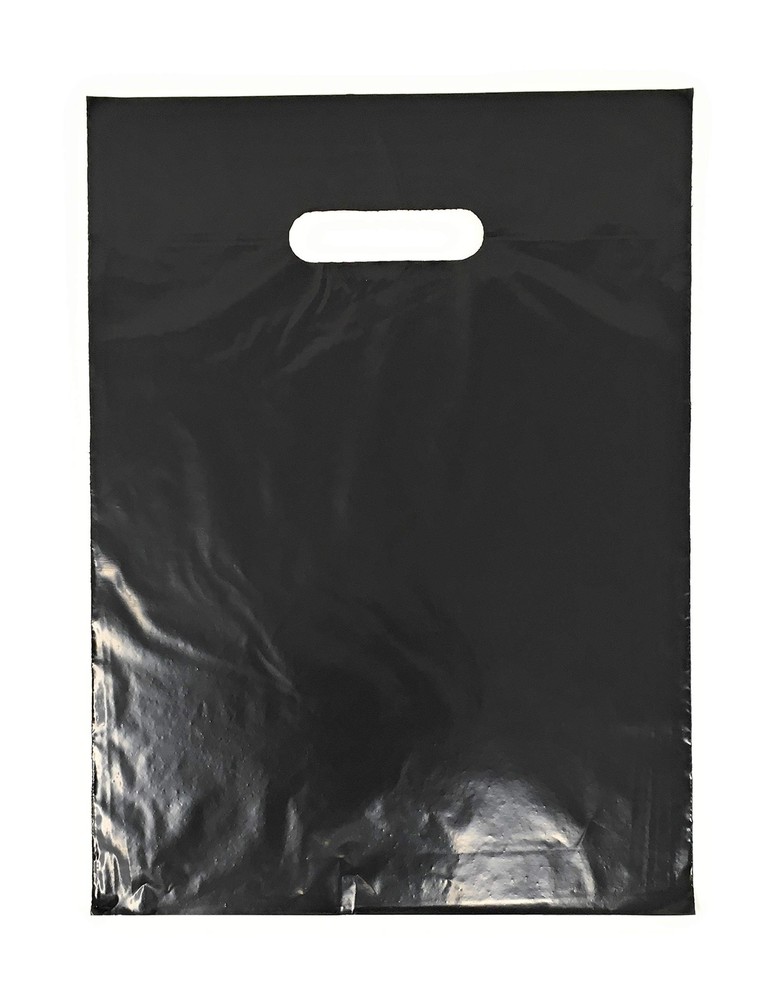 Black Merchandise Plastic Shopping Bags – 100 Pack 9″ x 12″ with 1.5 mil Thick