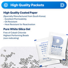 10 gram X 100 PK “Dry&Dry” Silica Gel Desiccant Packets(Reusable)-FDA Compliant