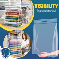 15 Gallon Large Storage Bags, 24″ x 24″ Clear Plastic Zipper Bags with Handle…