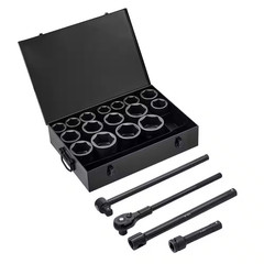 1 In. Drive 21-Piece SAE Impact Socket Set, 6-Point, 1-5/8 to 3-1/8 In., with Ex