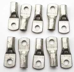 Lot of 10 Burndy YAV6CL1 #6 AWG #10 Stud Short Barrel Crimp Lugs