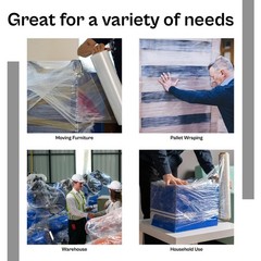 4 Rolls 18″x1000′ Cast Packing Stretch Film Shrink Hand Wrap (100 Ga) Dark Black
