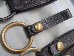 CHOICE of ONE (1) Flashlight/Baton Holder-Blk Leather Basketweave w/Brass Ring