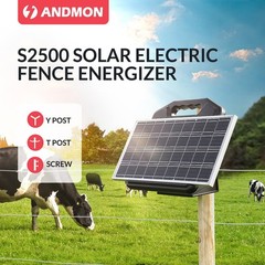 S2500 2.2 Joule Solar Fence Charger, 60 Miles Solar Electric Fence Charger for L