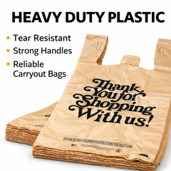 Heavy Duty 1/6 T-Shirt Carryout Bags 21×6.5×11.5 .71 Mil Grocery Shopping