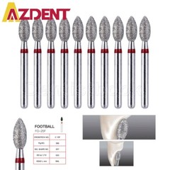 10Pcs Dental Diamond Burs FOOTBALL 368-023F FINE RED DEFEND Friction Grip