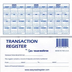 12 Checkbook Transaction Registers 2025-2026-2027 Calendars Check Book Bank …