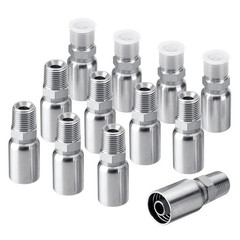 12 Pack 1/2″ I.D. Hose x 1/2″ NPTF Male Hydraulic Hose End Crimp Fittings