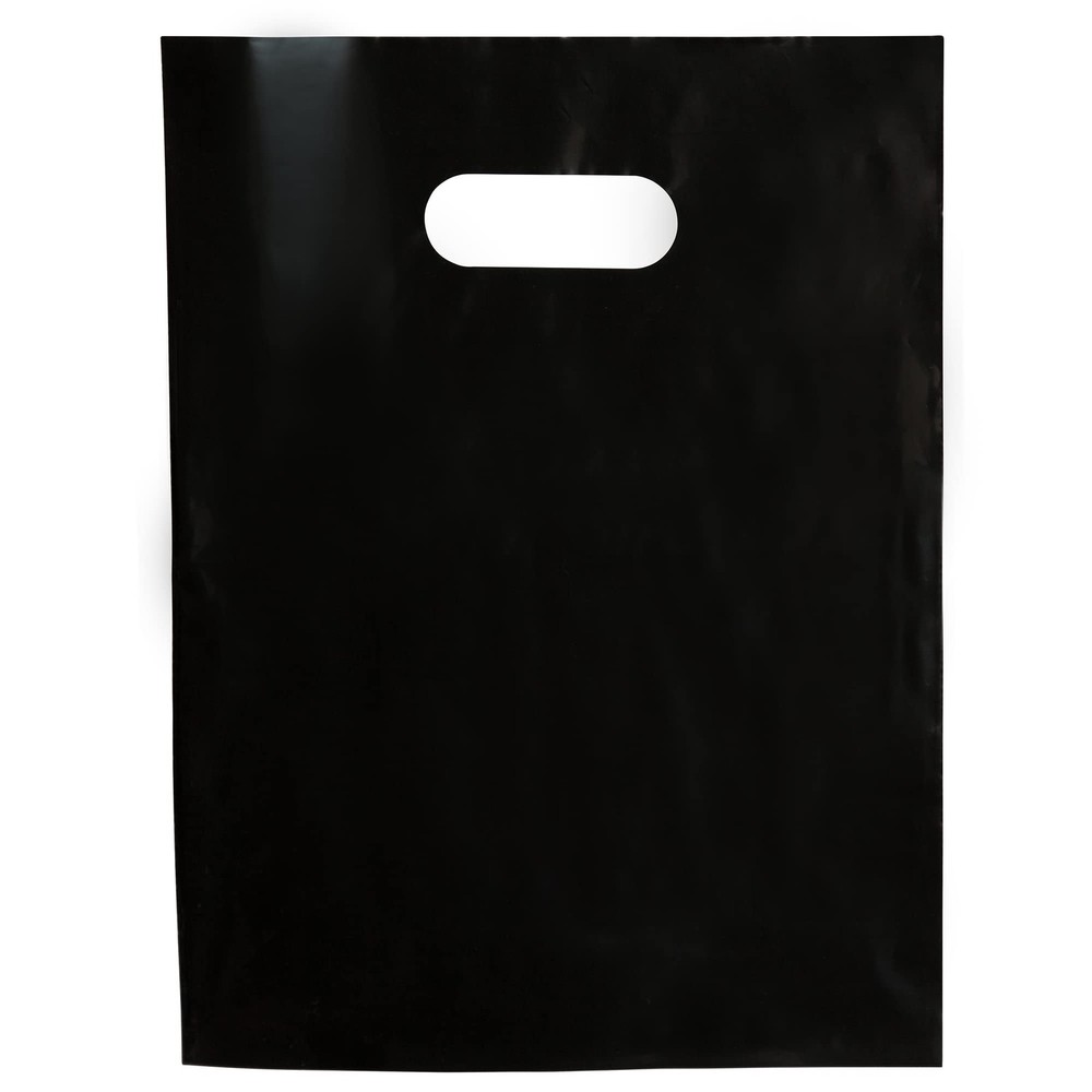 Merchandise Bags 100 Black 9″x12″ Size 1.5Mil Thick With Handles