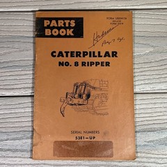 OEM CAT Caterpillar Parts Book No. 8 Ripper s/n 53E1 UP Form UE034136 Vtg 1967
