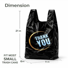 100 Count Plastic Bags – Black T Shirt Bags with Handle for Retail Shopping a…