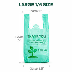Biodegradable T-Shirt Grocery Shopping Bags Large 22×6.5×12 0.5 Mil Pick Qty