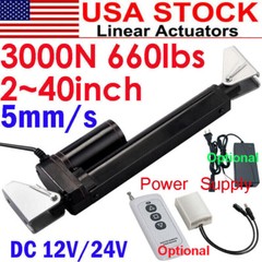 Electric Linear Actuator Motor 12V 24V 3000N 660lb 2″~ 40″ Heavy Duty Waterproof