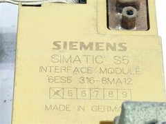 Siemens 6ES5 700-8MA11 Simatic S5 Bus Module w/ 6ES5 316-8MA12 Interface Module